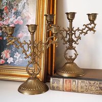 Vintage three arm candelabrums | Set of two matching candelabrums | Three arm candlestick holders | Vintage candelabra | Matching candelabra