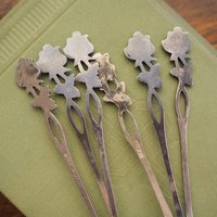 Set of six vintage teaspoons | Vintage alpacca silver teaspoons | Vintage teaspoons | Rose teaspoon set | Vintage alpacca teaspoons