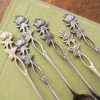 Set of six vintage teaspoons | Vintage alpacca silver teaspoons | Vintage teaspoons | Rose teaspoon set | Vintage alpacca teaspoons