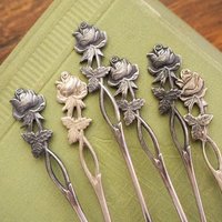 Set of six vintage teaspoons | Vintage alpacca silver teaspoons | Vintage teaspoons | Rose teaspoon set | Vintage alpacca teaspoons