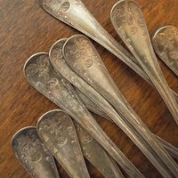 Set of ten vintage forks | C. G. Hallberg dinner forks | Vintage alpacca silver forks | Made in Sweden