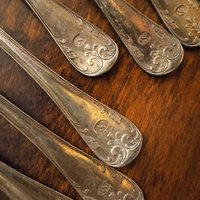 Set of ten vintage forks | C. G. Hallberg dinner forks | Vintage alpacca silver forks | Made in Sweden