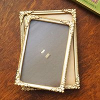 Set of two vintage photo frames | Set of two small matching vintage frames | Vintage brass picture frames | Brass and white frames