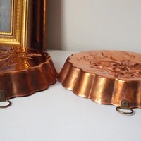 Set of two vintage copper baking molds | Vintage copper molds | Mismatched copper molds | Vintage baking molds | Vintage kitchen decor