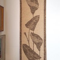Vintage wall hanging | Long wall hanging | Scandinavian woven textile | Brown and beige wall hanging | Retro wall hanging