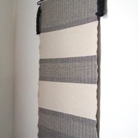 Vintage wall tapestry | Long wall hanging | Scandinavian woven textile | Geometrical wall tapestry | Black and white wall tapestry