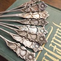 Set of nine vintage teaspoons | Vintage alpacca silver teaspoons | Small teaspoons | Vintage teaspoon set | Vintage alpacca teaspoons