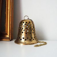 Vintage tealight candle holder | Vintage hanging lantern | Vintage heart votive candleholder | Hanging brass tealight holder