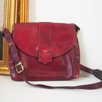 Vintage leather crossbody bag | Vintage leather bag | Burgundy leather bag | Vintage leather bag by Three Bags | Made in Finland