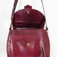 Vintage leather crossbody bag | Vintage leather bag | Burgundy leather bag | Vintage leather bag by Three Bags | Made in Finland