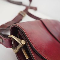 Vintage leather crossbody bag | Vintage leather bag | Burgundy leather bag | Vintage leather bag by Three Bags | Made in Finland