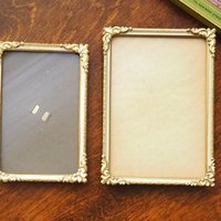 Set of two vintage photo frames | Set of two small matching vintage frames | Vintage brass picture frames | Brass and white frames