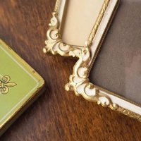 Set of two vintage photo frames | Set of two small matching vintage frames | Vintage brass picture frames | Brass and white frames