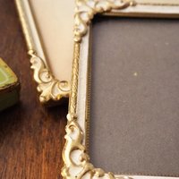 Set of two vintage photo frames | Set of two small matching vintage frames | Vintage brass picture frames | Brass and white frames