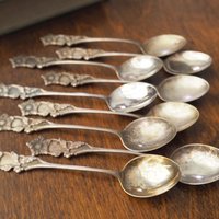 Set of nine vintage teaspoons | Vintage alpacca silver teaspoons | Small teaspoons | Vintage teaspoon set | Vintage alpacca teaspoons
