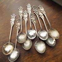 Set of nine vintage teaspoons | Vintage alpacca silver teaspoons | Small teaspoons | Vintage teaspoon set | Vintage alpacca teaspoons