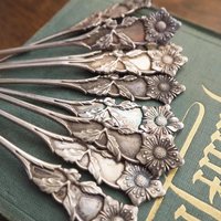 Set of nine vintage teaspoons | Vintage alpacca silver teaspoons | Small teaspoons | Vintage teaspoon set | Vintage alpacca teaspoons
