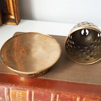 Vintage tealight candle holder | Vintage hanging lantern | Vintage heart votive candleholder | Hanging brass tealight holder