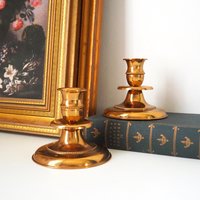 Pair of vintage candlestick holders | Gold plated candlestick holders | Simple candlestick holders | Made in Finland