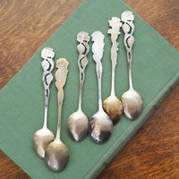 Set of six vintage teaspoons | Small silver plated teaspoons | Mismatched teaspoon set | Vintage rose teaspoons