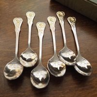Set of six vintage teaspoons and a cake server | Hackmann Myrna | Vintage stainless steel teaspoons | Vintage teaspoons