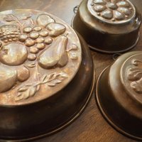 Set of three vintage copper baking molds | Vintage copper molds | Mismatched copper molds | Vintage baking molds | Vintage kitchen decor