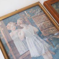 Vintage wall art set | Framed vintage prints for a nursery or a little girl's room | Vintage prints | Framed vintage prints