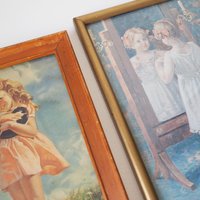 Vintage wall art set | Framed vintage prints for a nursery or a little girl's room | Vintage prints | Framed vintage prints
