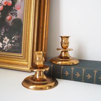 Pair of vintage candlestick holders | Gold plated candlestick holders | Simple candlestick holders | Made in Finland