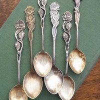 Set of six vintage teaspoons | Small silver plated teaspoons | Mismatched teaspoon set | Vintage rose teaspoons