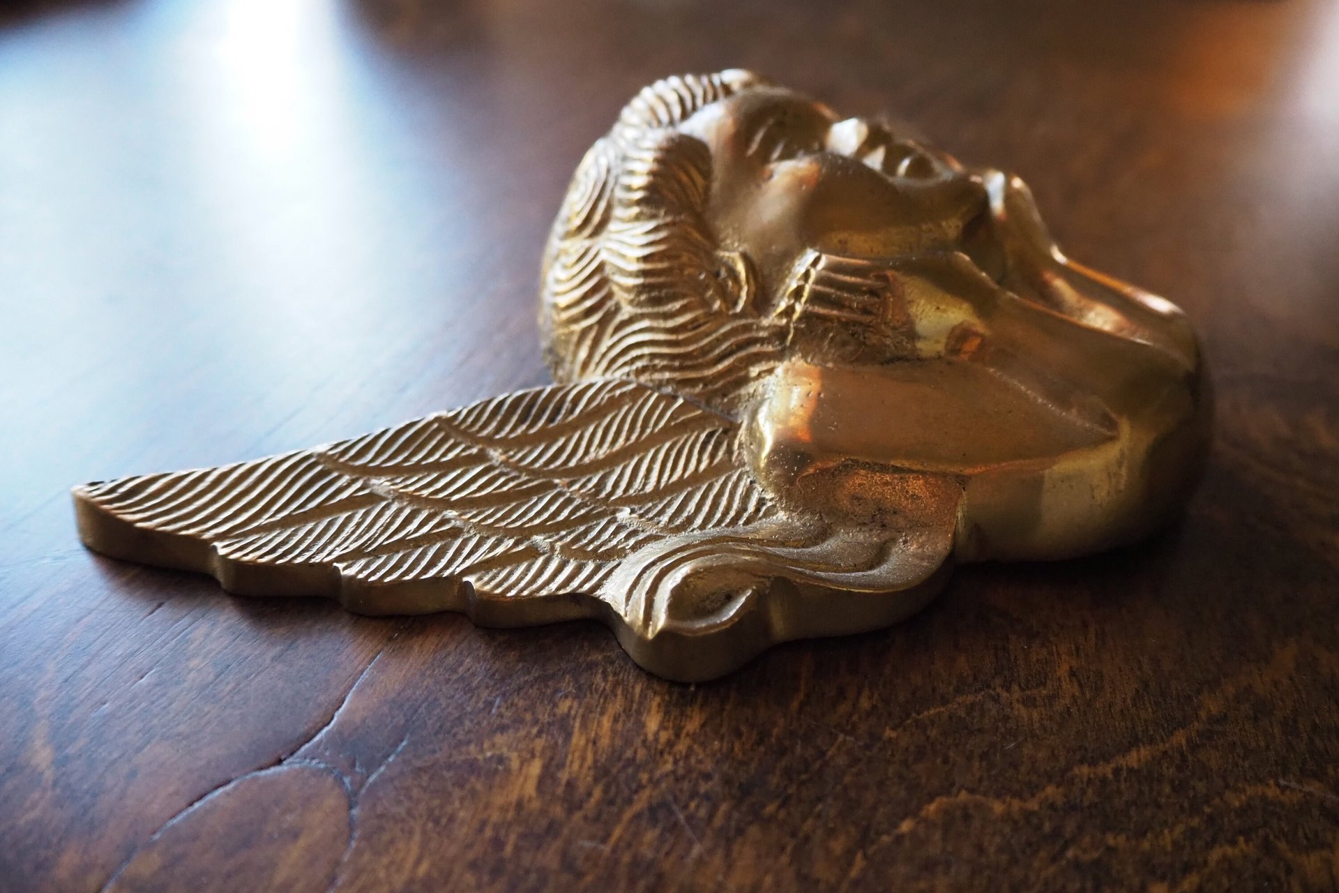 Vintage brass angel | Angel wall ornament | Vintage angel figure | Brass cherub figure