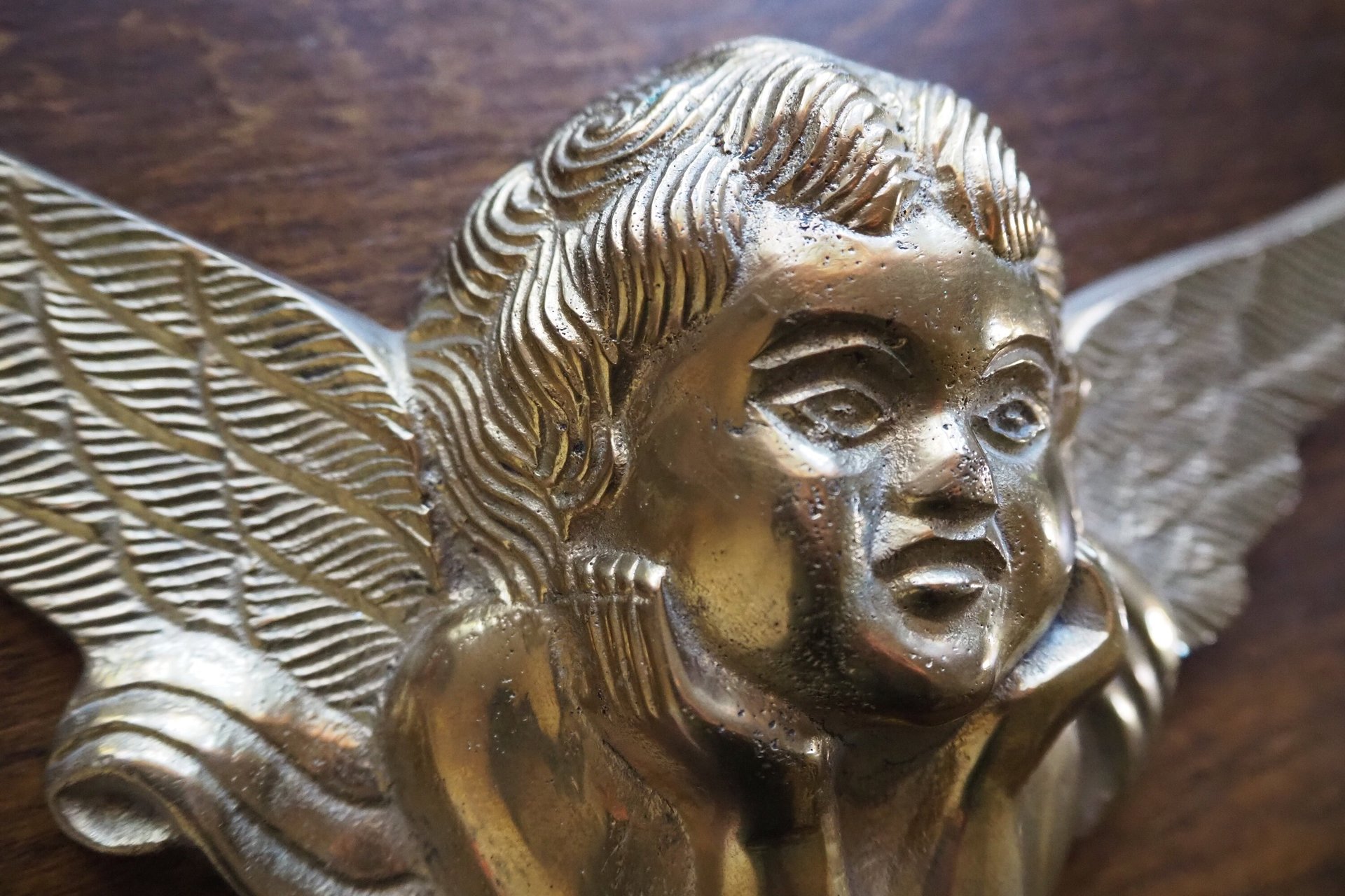 Vintage brass angel | Angel wall ornament | Vintage angel figure | Brass cherub figure