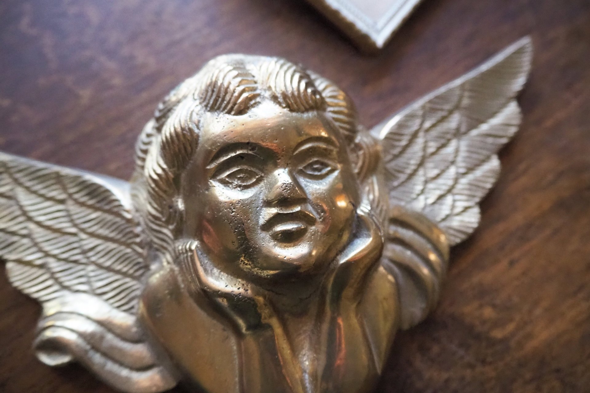 Vintage brass angel | Angel wall ornament | Vintage angel figure | Brass cherub figure