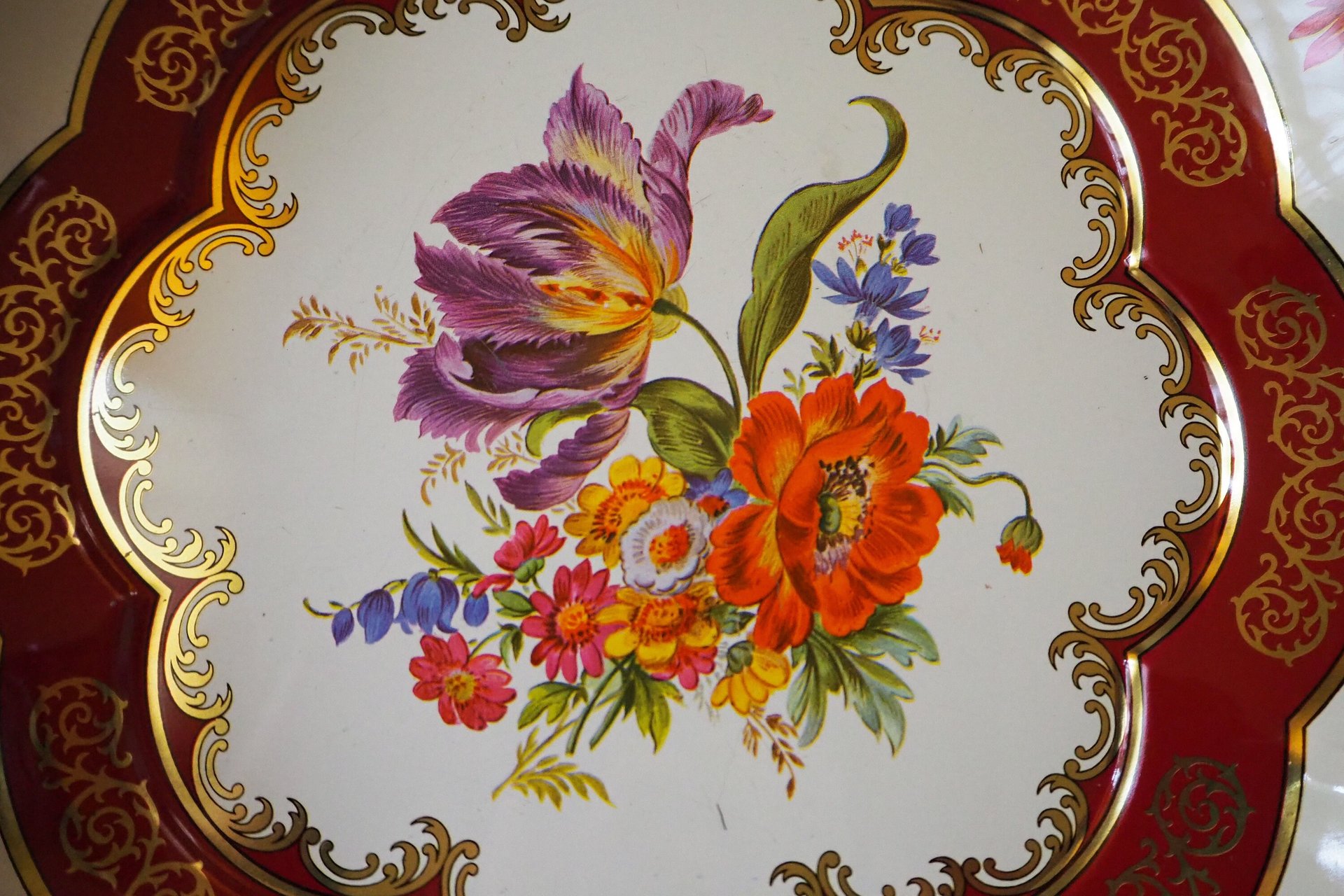 Vintage Daher Decorated Ware bowl | Vintage floral tin bowl | Vintage scalloped tin bowl