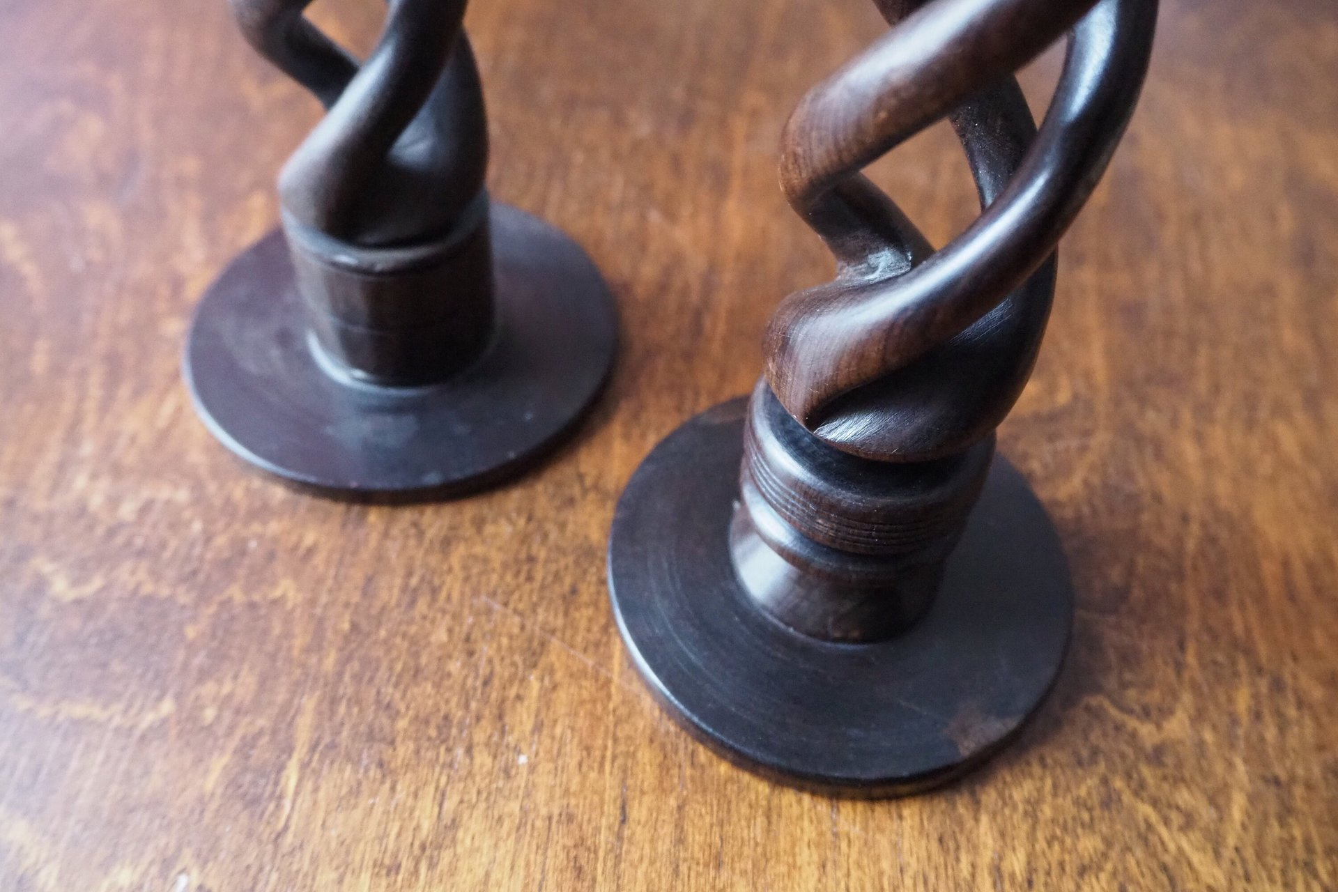 Pair of vintage candlestick holders | Wooden candlestick holders | Vintage wood candlestick holders | Candlestick holder pair