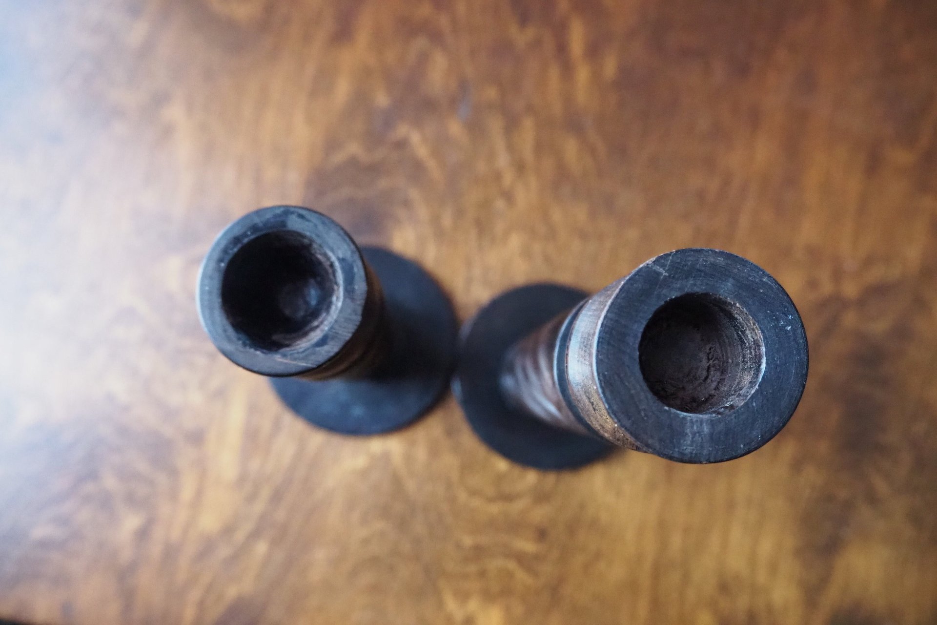 Pair of vintage candlestick holders | Wooden candlestick holders | Vintage wood candlestick holders | Candlestick holder pair