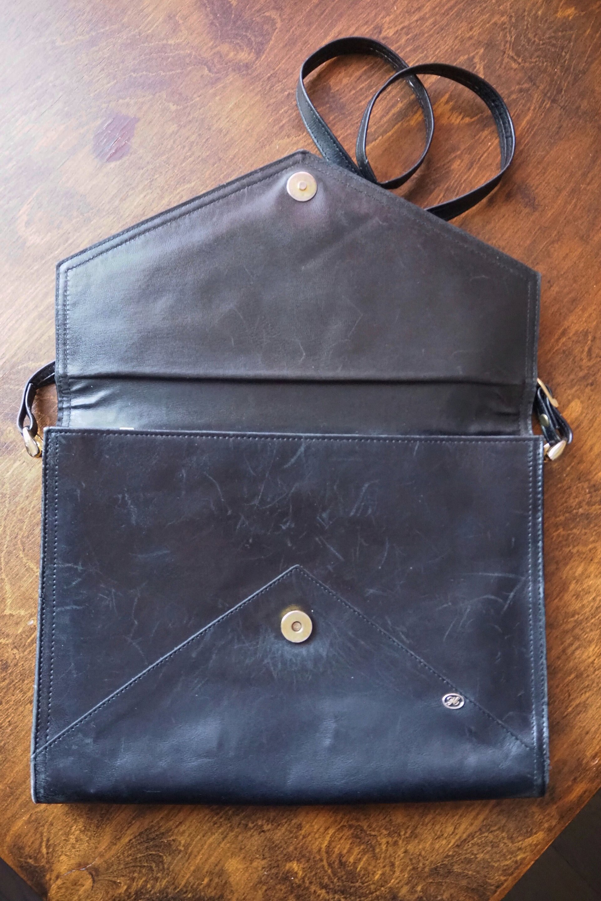 Vintage leather envelope bag | Vintage leather bag | Black envelope bag | Vintage leather crossbody bag