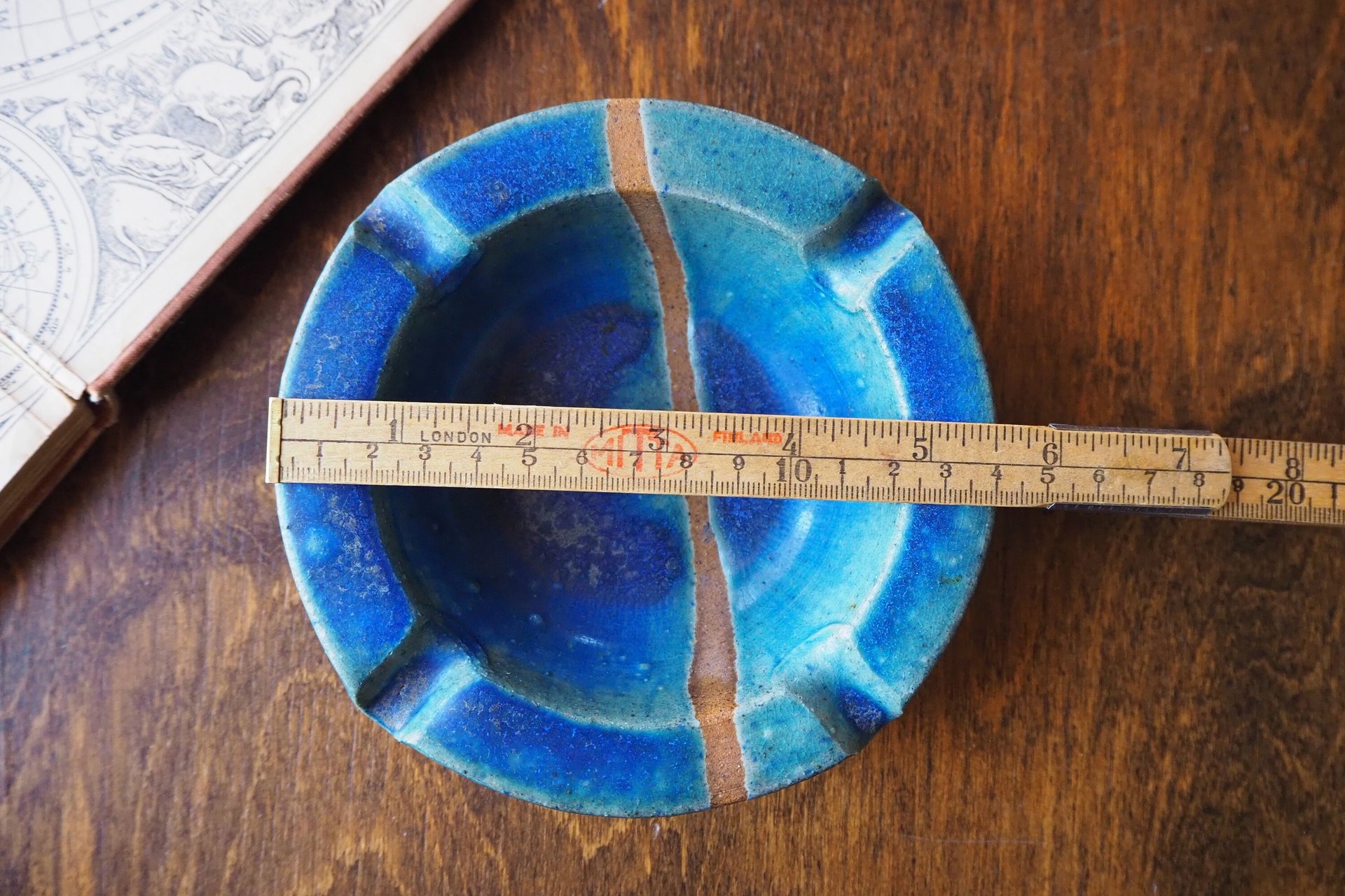 Vintage ceramic ashtray | Blue and turquoise ashtray | Vintage stoneware ashtray | Ceramic ashtray | Vintage ashtray
