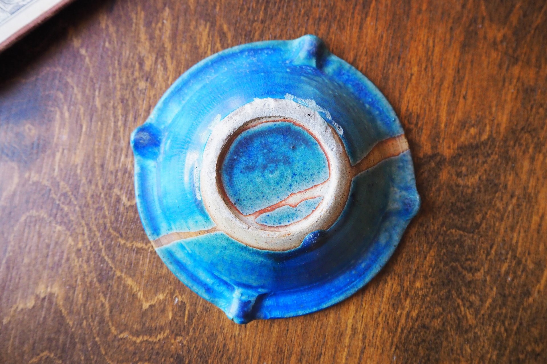 Vintage ceramic ashtray | Blue and turquoise ashtray | Vintage stoneware ashtray | Ceramic ashtray | Vintage ashtray
