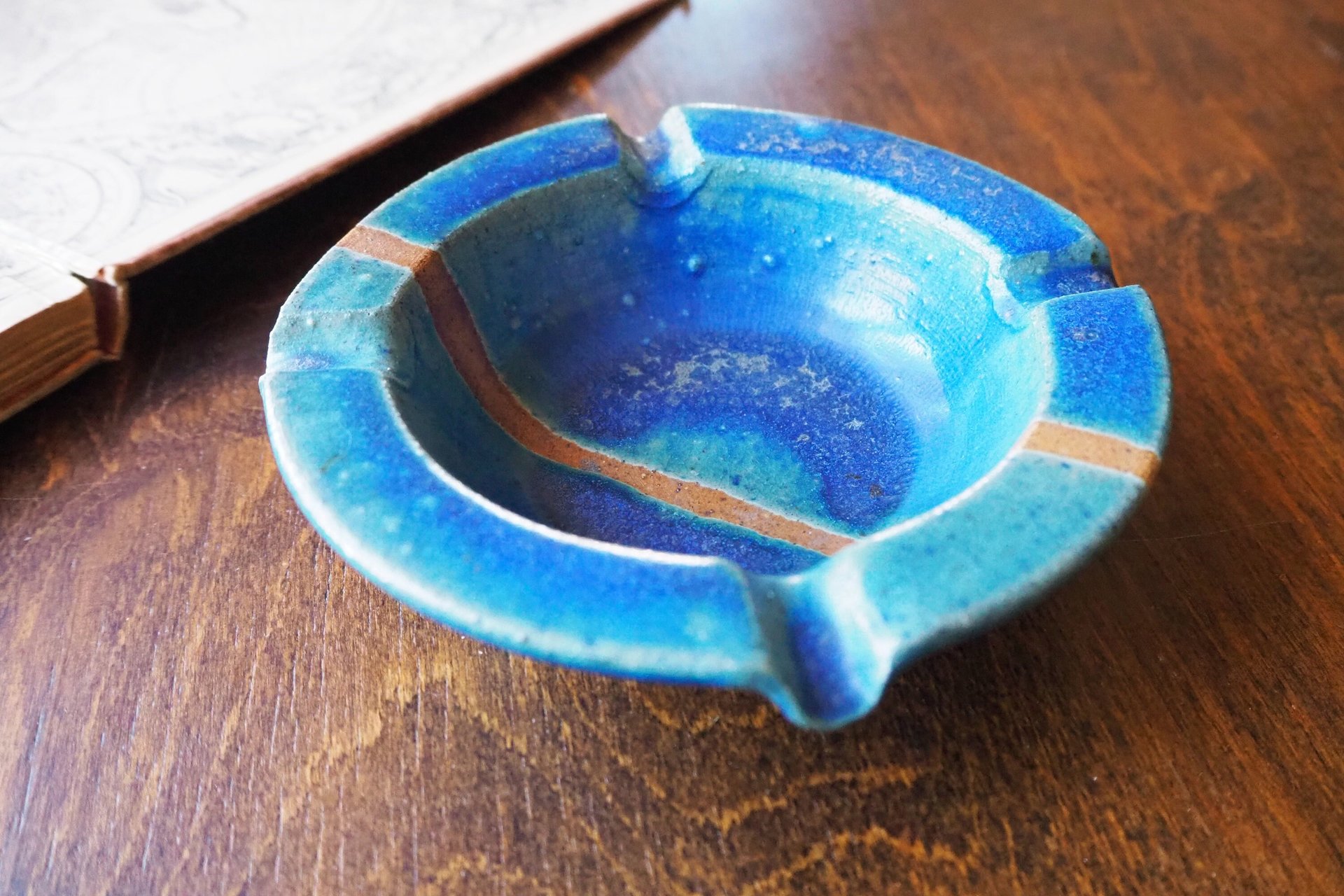Vintage ceramic ashtray | Blue and turquoise ashtray | Vintage stoneware ashtray | Ceramic ashtray | Vintage ashtray