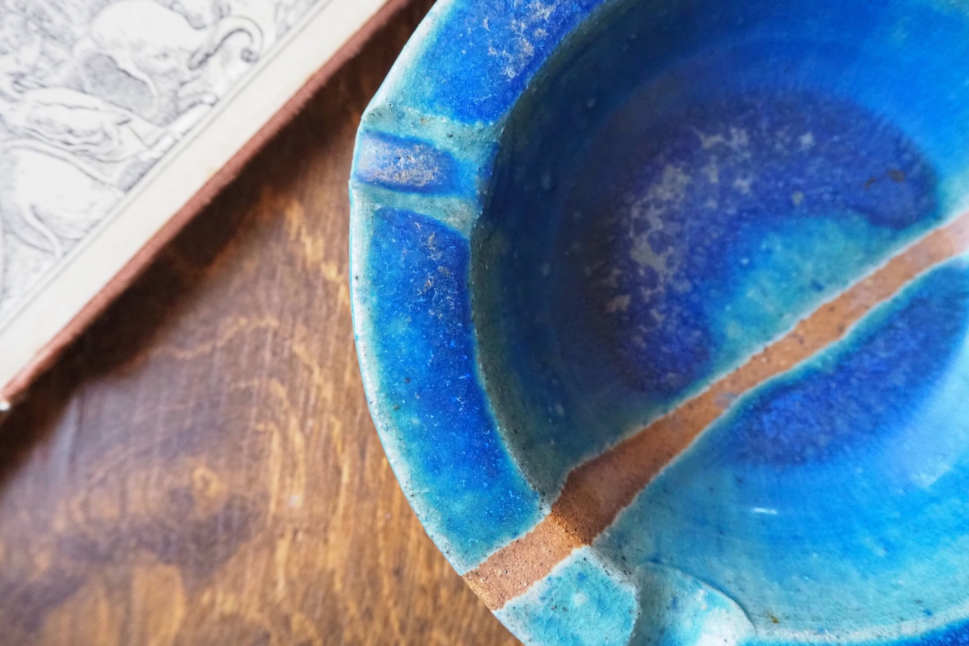 Vintage ceramic ashtray | Blue and turquoise ashtray | Vintage stoneware ashtray | Ceramic ashtray | Vintage ashtray