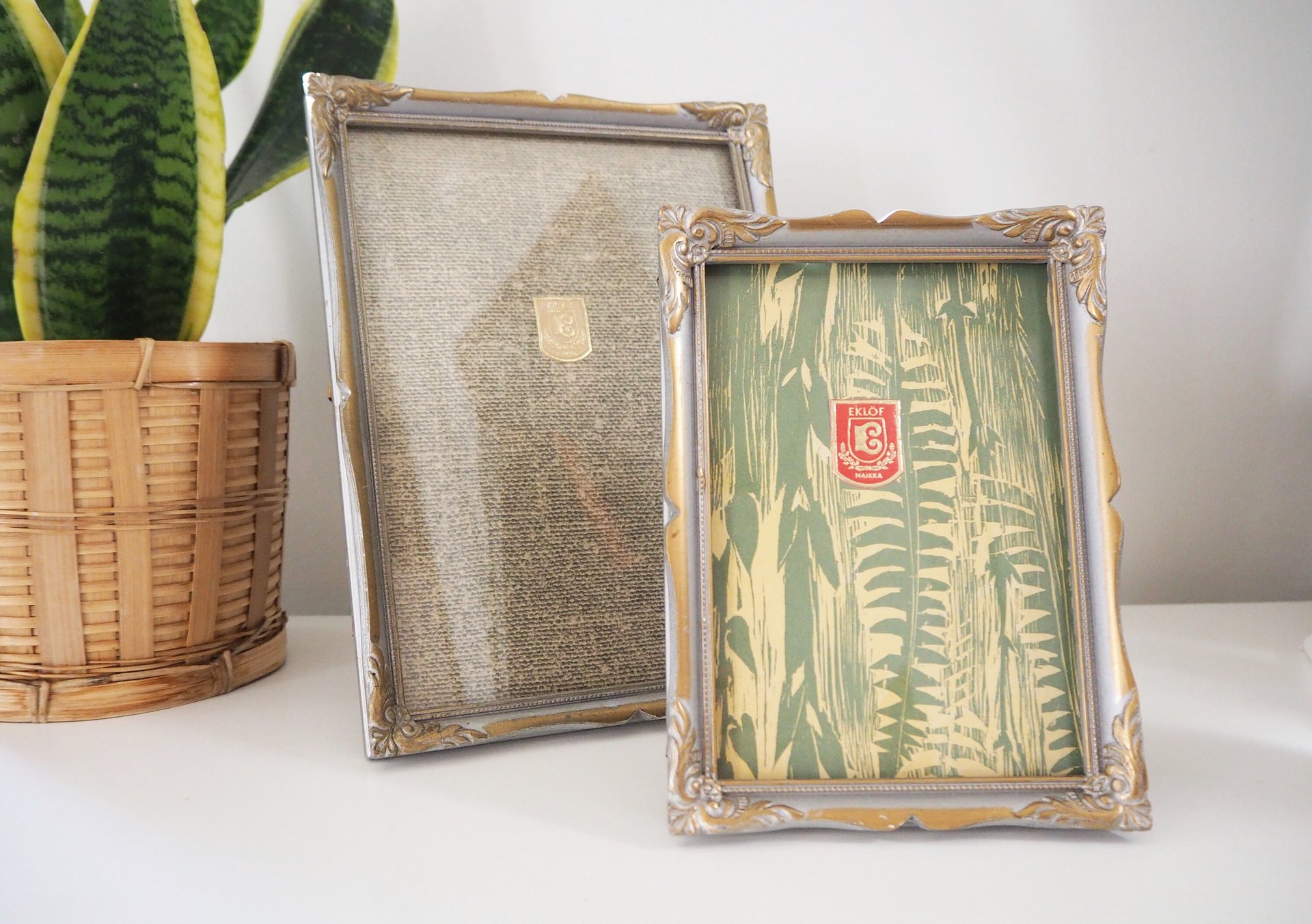 Vintage wooden photo frame | Silver tone picture frame 14x19 cm | Vintage wooden picture frame | Vintage Eklöf photo frame