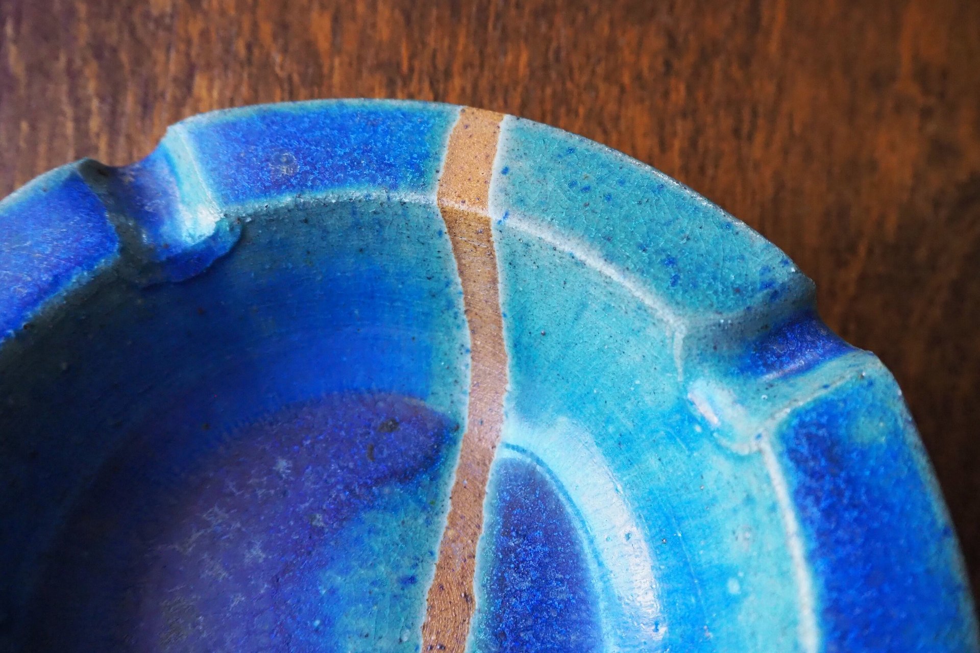 Vintage ceramic ashtray | Blue and turquoise ashtray | Vintage stoneware ashtray | Ceramic ashtray | Vintage ashtray
