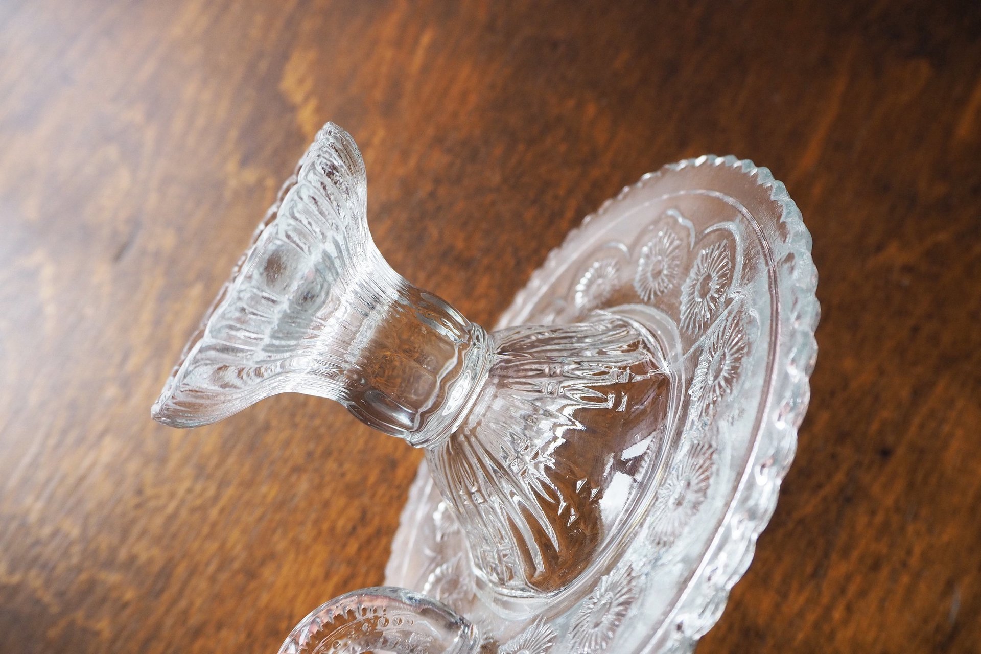 Vintage candlestick holder | Glass candlestick holder | Vintage glass candle holder | Vintage chamber style candle holder
