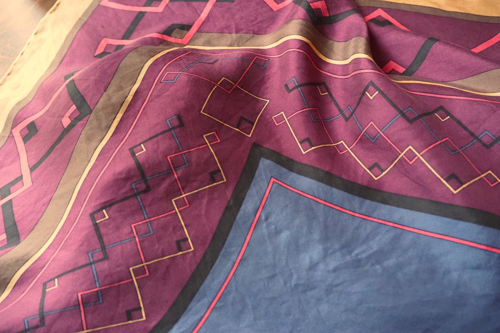 Vintage silk scarf | Vintage Marja Kurki scarf | Marja Kurki silk scarf | Geometric vintage silk scarf