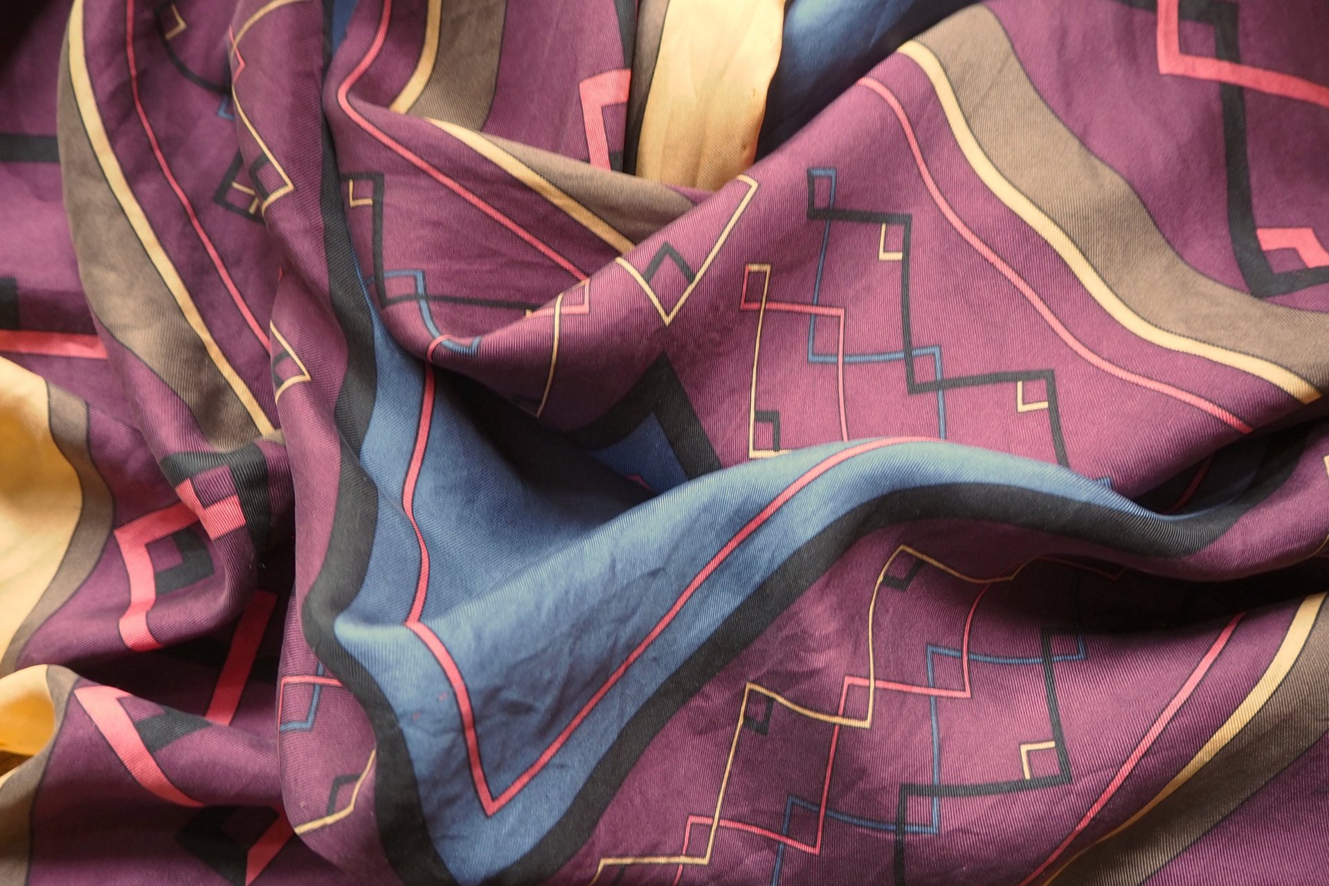 Vintage silk scarf | Vintage Marja Kurki scarf | Marja Kurki silk scarf | Geometric vintage silk scarf