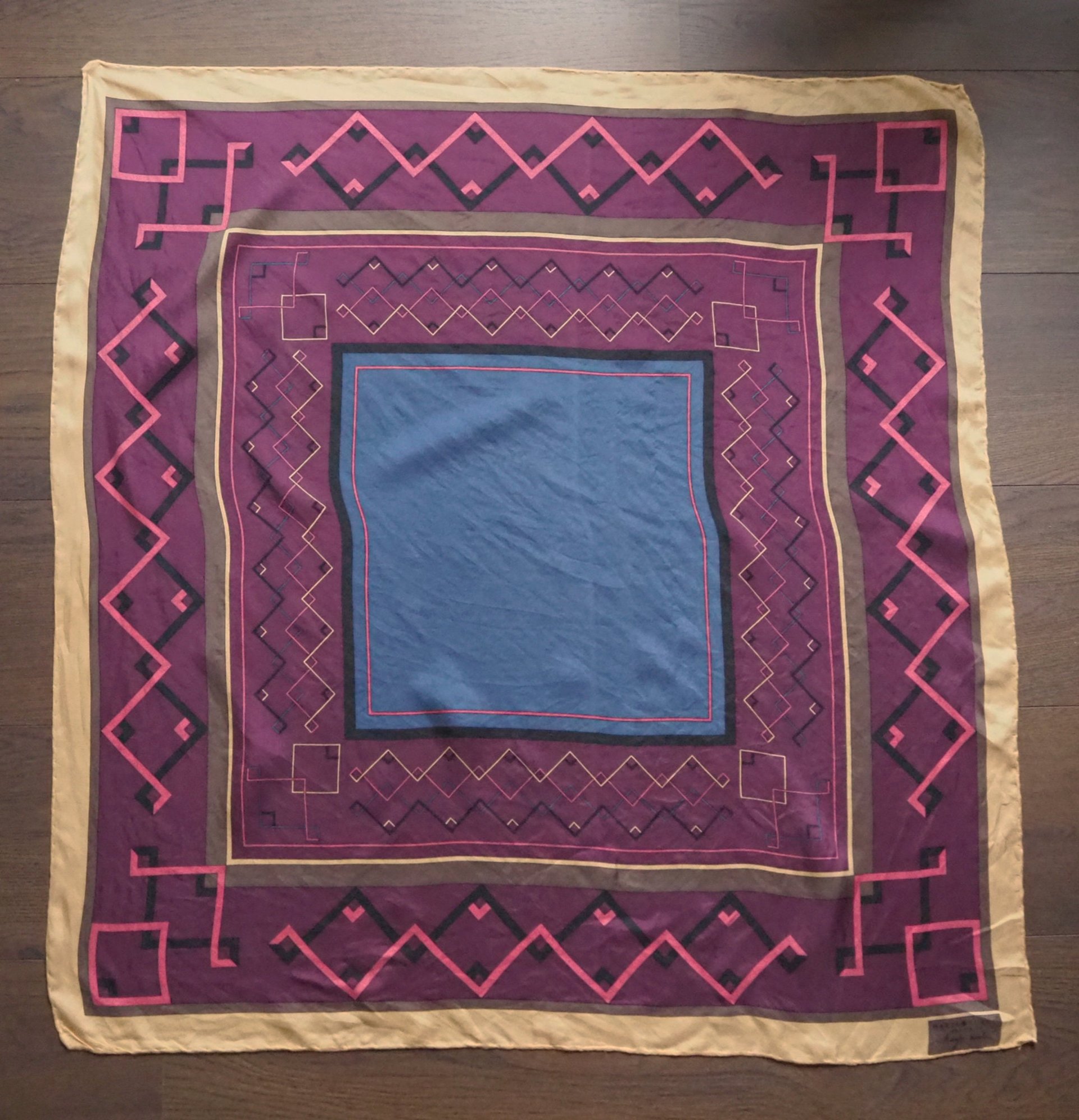 Vintage silk scarf | Vintage Marja Kurki scarf | Marja Kurki silk scarf | Geometric vintage silk scarf