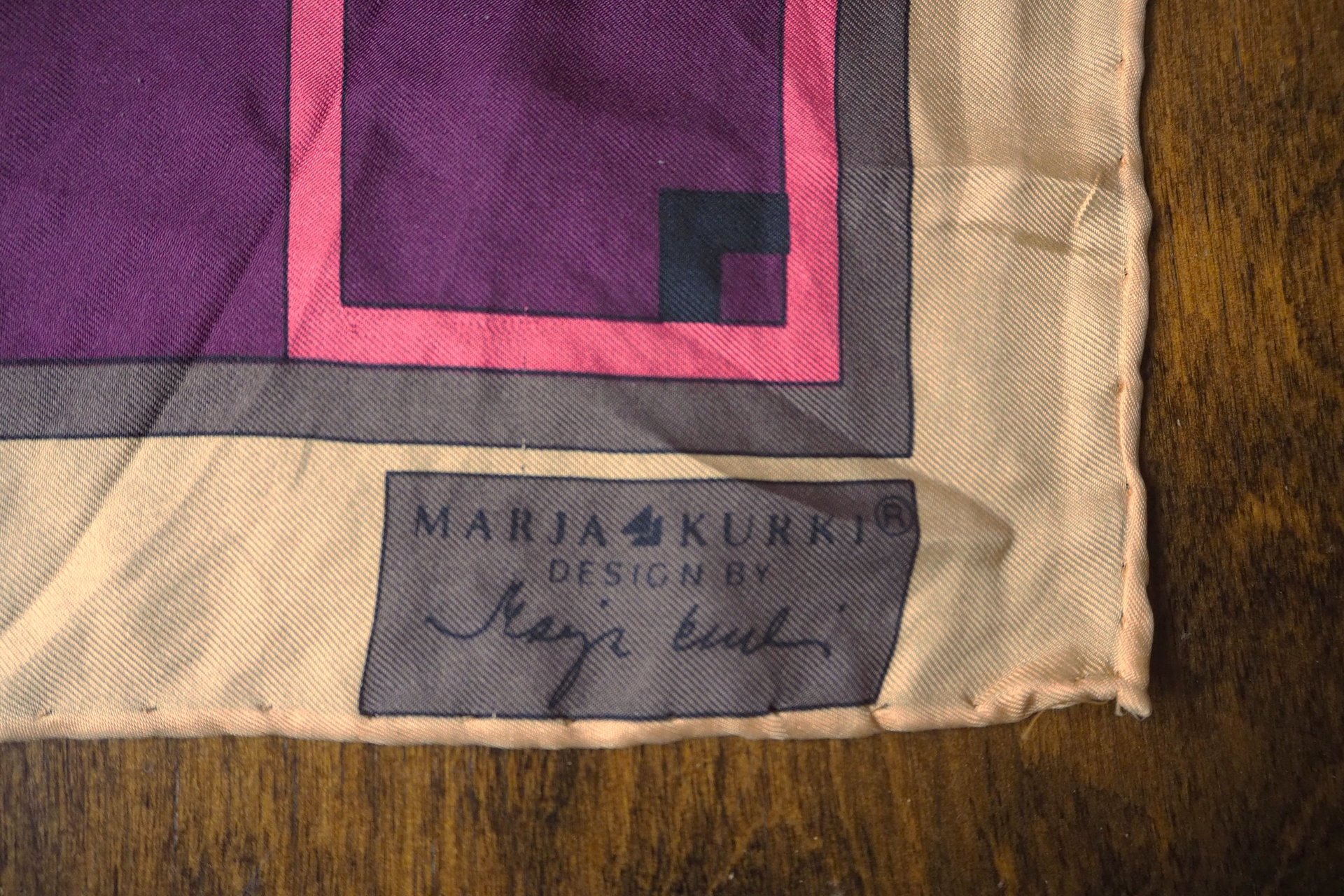 Vintage silk scarf | Vintage Marja Kurki scarf | Marja Kurki silk scarf | Geometric vintage silk scarf