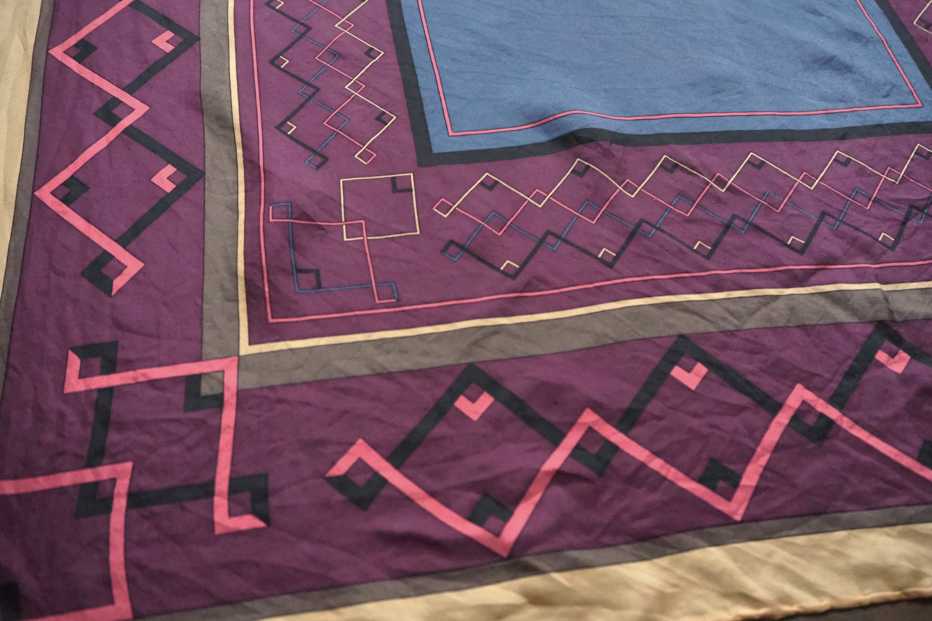 Vintage silk scarf | Vintage Marja Kurki scarf | Marja Kurki silk scarf | Geometric vintage silk scarf