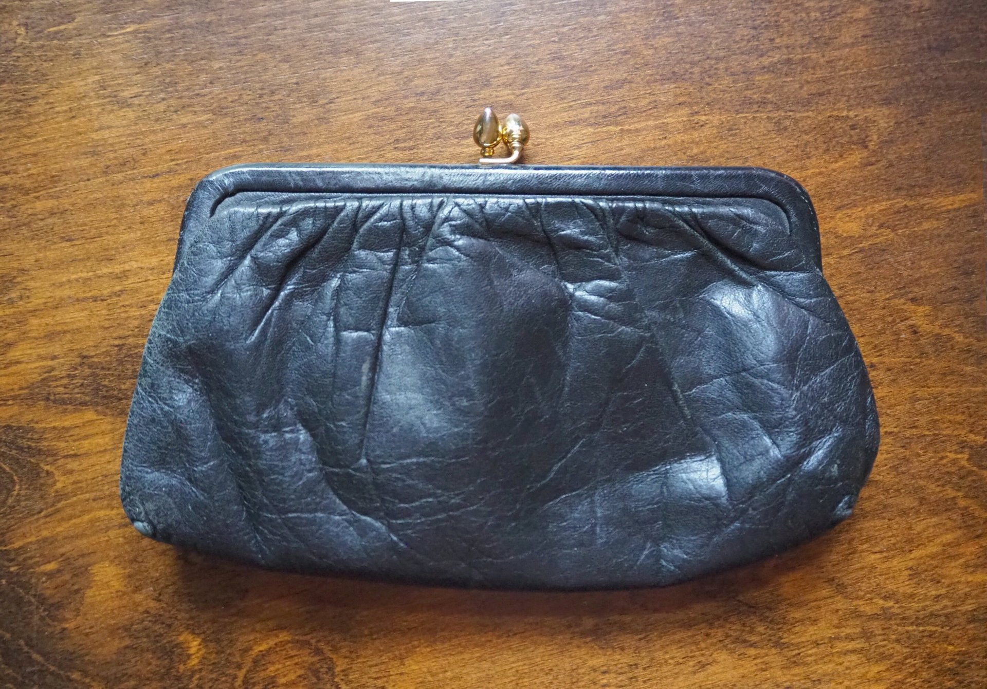 Vintage leather purse bag | Vintage leather bag | Black purse bag | Vintage leather clutch | Made in Finland | EJ Laukku